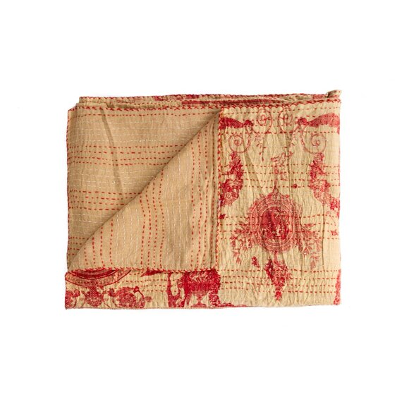 Taj Hotel Home Decor Kantha Cotton Throw | 1-Piece | Multicolor | 50"x70" - Picture 1 of 3